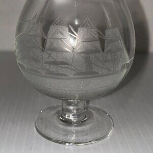 Brandy Snifters, Vt Etched Sailboat, Set of Five